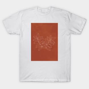 Boho Terracotta, Line Art, Botanical 2 T-Shirt